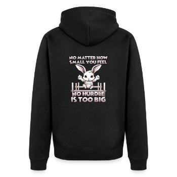 Kaninhop adventure: agility for your rabbit - Unisex Premium Organic Zip Hoodie - black - Back - Nico (187cm)