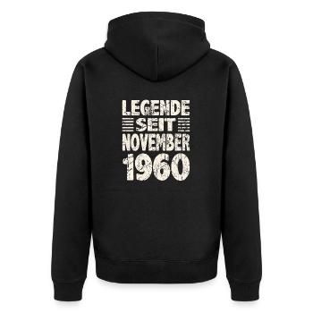 November 1960 Legende seit 63 Jahren Mann Frau - Unisex Premium Bio Zip Hoodie - Schwarz - Hinten - Nico (187cm)