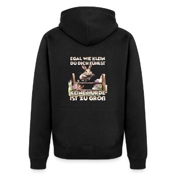 Kaninhop Wonder: Erlebe die Magie des Kaninhop - Unisex Premium Bio Zip Hoodie - Schwarz - Hinten - Nico (187cm)