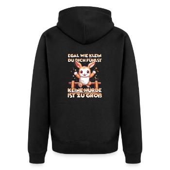 HoppyFunTime Kaninchen Geschenk Kaninchenbesitzer - Unisex Premium Bio Zip Hoodie - Schwarz - Hinten - Nico (187cm)