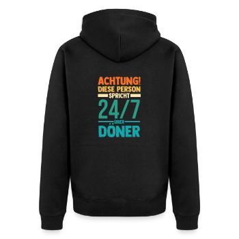 Dönerspieß Kebab Döner - Unisex Premium Bio Zip Hoodie - Schwarz - Hinten - Nico (187cm)
