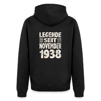 November 1938 Legende seit 85 Jahren Mann Frau - Unisex Premium Bio Zip Hoodie - Schwarz - Hinten - Nico (187cm)