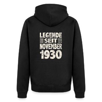 November 1930 Legende seit 93 Jahren Mann Frau - Unisex Premium Bio Zip Hoodie - Schwarz - Hinten - Nico (187cm)