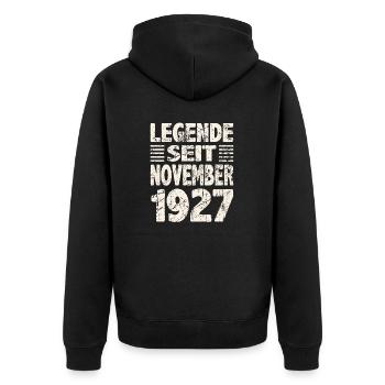 November 1927 Legende seit 96 Jahren Mann Frau - Unisex Premium Bio Zip Hoodie - Schwarz - Hinten - Nico (187cm)