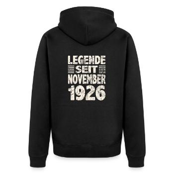 November 1926 Legende seit 97 Jahren Mann Frau - Unisex Premium Bio Zip Hoodie - Schwarz - Hinten - Nico (187cm)
