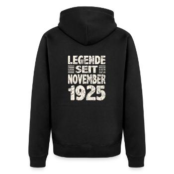 November 1925 Legende seit 98 Jahren Mann Frau - Unisex Premium Bio Zip Hoodie - Schwarz - Hinten - Nico (187cm)