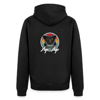 Aye-Aye Primat Lemur Madagaskar Retro - Unisex Premium Bio Zip Hoodie - Schwarz - Hinten - Nico (187cm)