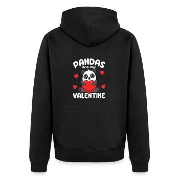 Pandas Are My Valentine Funny Panda Love - Unisex Premium Organic Zip Hoodie - black - Back - Nico (187cm)