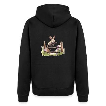 Kaninhop Discover the world of rabbit sports - Unisex Premium Organic Zip Hoodie - black - Back - Nico (187cm)