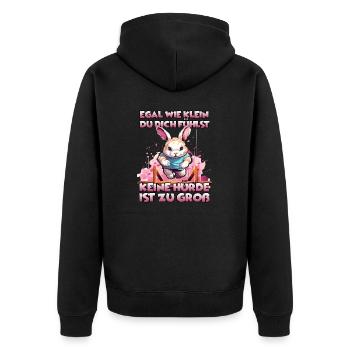 Kaninhop Hase Motiv für Kaninchenhalter Kaninhop - Unisex Premium Bio Zip Hoodie - Schwarz - Hinten - Nico (187cm)