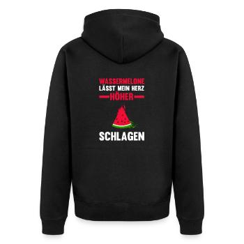 Früchte Wassermelone - Unisex Premium Bio Zip Hoodie - Schwarz - Hinten - Nico (187cm)