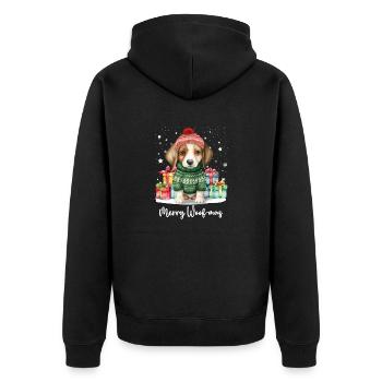 Beagle chien joyeux Woofmas Noël - Veste à capuche bio Premium Unisexe - noir - Dos - Nico (187cm)