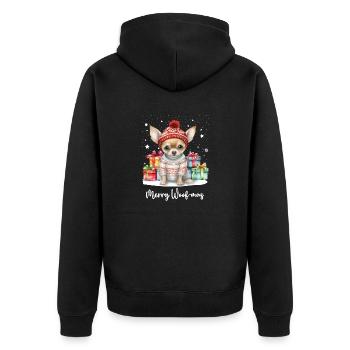 Chihauhau Chien Joyeux Woofmas Noël - Veste à capuche bio Premium Unisexe - noir - Dos - Nico (187cm)