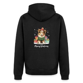 Collie chien joyeux Woofmas Noël - Veste à capuche bio Premium Unisexe - noir - Dos - Nico (187cm)