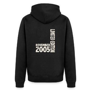 Novembre 2005 Edition Limitée 18 Ans Homme Femme - Veste à capuche bio Premium Unisexe - noir - Dos - Nico (187cm)