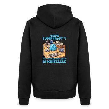 Sparkling Creations Kristallzüchter Geschenk - Unisex Premium Bio Zip Hoodie - Schwarz - Hinten - Nico (187cm)