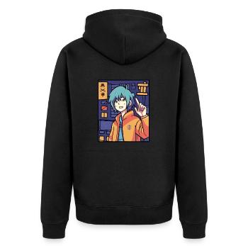 Garçon d’anime - Veste à capuche bio Premium Unisexe - noir - Dos - Nico (187cm)