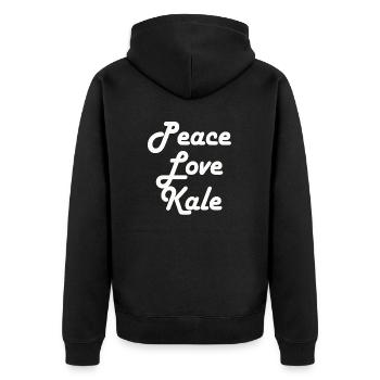 Cute Vegetarian Gift Vegan Quote Peace Love Kale - Unisex Premium Bio Zip Hoodie - Schwarz - Hinten - Nico (187cm)