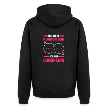 Logopädie Logopädin - Unisex Premium Bio Zip Hoodie - Schwarz - Hinten - Nico (187cm)