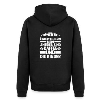 Erzieherin Kindergärtnerin Kinderpflegerin - Unisex Premium Bio Zip Hoodie - Schwarz - Hinten - Nico (187cm)