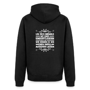 Erzieherin Kindergärtnerin Kinderpflegerin - Unisex Premium Bio Zip Hoodie - Schwarz - Hinten - Nico (187cm)
