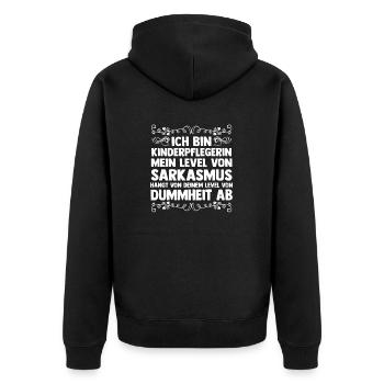 Erzieherin Kindergärtnerin Kinderpflegerin - Unisex Premium Bio Zip Hoodie - Schwarz - Hinten - Nico (187cm)