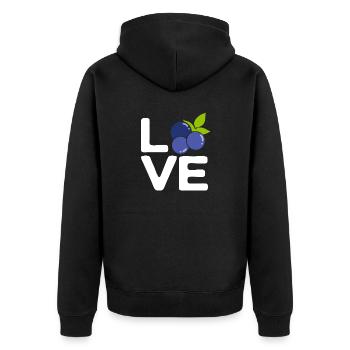 Heidelbeere Frucht Blaubeere - Unisex Premium Bio Zip Hoodie - Schwarz - Hinten - Nico (187cm)