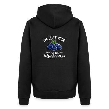 Heidelbeere Frucht Blaubeere - Unisex Premium Bio Zip Hoodie - Schwarz - Hinten - Nico (187cm)