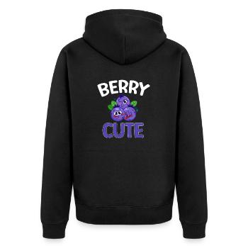 Heidelbeere Frucht Blaubeere - Unisex Premium Bio Zip Hoodie - Schwarz - Hinten - Nico (187cm)