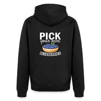 Heidelbeere Frucht Blaubeere - Unisex Premium Bio Zip Hoodie - Schwarz - Hinten - Nico (187cm)