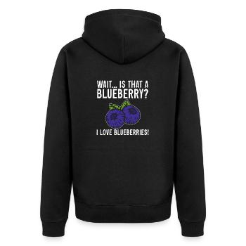 Heidelbeere Frucht Blaubeere - Unisex Premium Bio Zip Hoodie - Schwarz - Hinten - Nico (187cm)