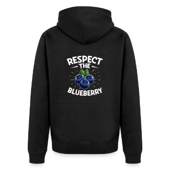Heidelbeere Frucht Blaubeere - Unisex Premium Bio Zip Hoodie - Schwarz - Hinten - Nico (187cm)
