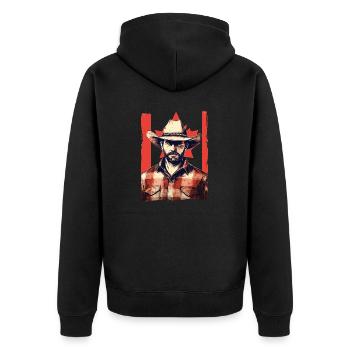 Canada Cowboy with Flag Horses Lover - Unisex Premium Organic Zip Hoodie - black - Back - Nico (187cm)