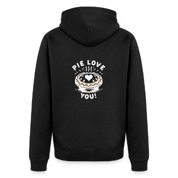 Pie liebt dich! - Unisex Premium Bio Zip Hoodie - Schwarz - Hinten - Nico (187cm)