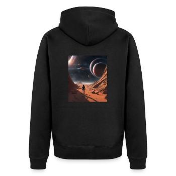 Astronomie Weltall Planeten - Unisex Premium Bio Zip Hoodie - Schwarz - Hinten - Nico (187cm)