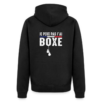 Boxe Je Peux pas j'ai boxe Boxeur boxing france - Veste à capuche bio Premium Unisexe - noir - Dos - Nico (187cm)