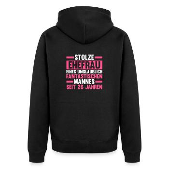 Ehe Jadehochzeit 26 Jahre Verheiratet Hochzeitstag - Unisex Premium Bio Zip Hoodie - Schwarz - Hinten - Nico (187cm)