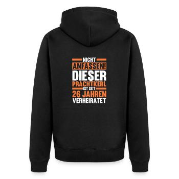 Ehe Jadehochzeit 26 Jahre Verheiratet Hochzeitstag - Unisex Premium Bio Zip Hoodie - Schwarz - Hinten - Nico (187cm)