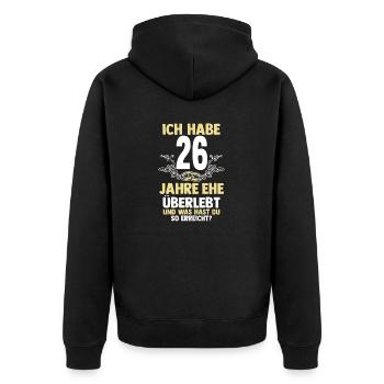 Ehe Jadehochzeit 26 Jahre Verheiratet Hochzeitstag - Unisex Premium Bio Zip Hoodie - Schwarz - Hinten - Nico (187cm)