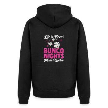 Bunco Dice Game - Unisex Premium Organic Zip Hoodie - black - Back - Nico (187cm)
