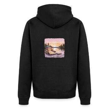 Sauna outfit for sauna fans and wellness enthusiasts - Unisex Premium Organic Zip Hoodie - black - Back - Nico (187cm)