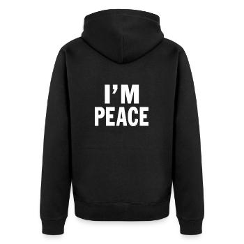 I Come In Peace I'm Peace Funny Humor Quote - Unisex Premium Organic Zip Hoodie - black - Back - Nico (187cm)