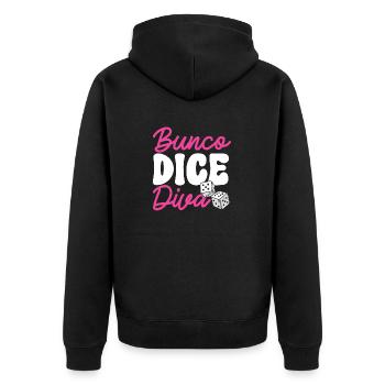 Bunco Dice Game - Unisex Premium Organic Zip Hoodie - black - Back - Nico (187cm)