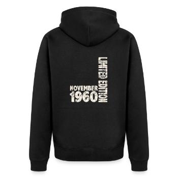 Novembre 1960 Edition Limitée 63 Ans Homme Femme - Veste à capuche bio Premium Unisexe - noir - Dos - Nico (187cm)