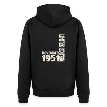 Novembre 1951 Edition Limitée 72 Ans Homme Femme - Veste à capuche bio Premium Unisexe - noir - Dos - Nico (187cm)