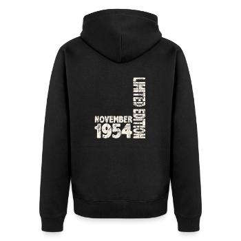 November 1954 Limited Edition 69 Jahren Mann Frau - Unisex Premium Bio Zip Hoodie - Schwarz - Hinten - Nico (187cm)