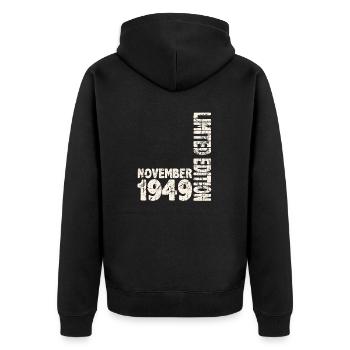 Novembre 1949 Edition Limitée 74 Ans Homme Femme - Veste à capuche bio Premium Unisexe - noir - Dos - Nico (187cm)