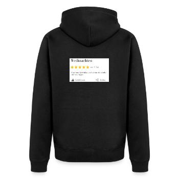 Weihnachten... ganz ohne Alkohol geht es nicht... - Unisex Premium Bio Zip Hoodie - Schwarz - Hinten - Nico (187cm)
