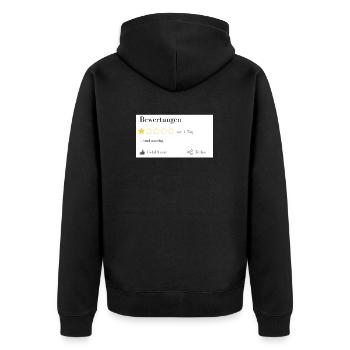 Bewertungen sind unnötig - Unisex Premium Bio Zip Hoodie - Schwarz - Hinten - Nico (187cm)