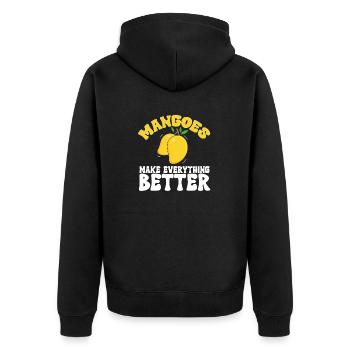 Mango Frucht Mango - Unisex Premium Bio Zip Hoodie - Schwarz - Hinten - Nico (187cm)